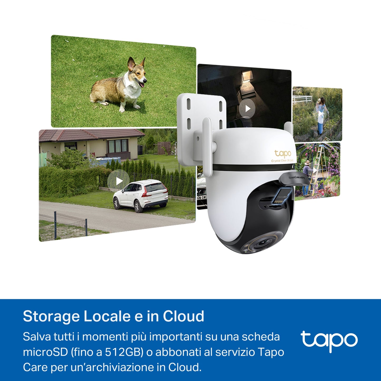 Tapo C530WS Telecamera Wi-Fi Esterno, 3K 5MP, 360° Visuale, Visione Notturna a Colori Starlight, Wi-Fi/Ethernet, 2pz, ⚠️Non a batteria