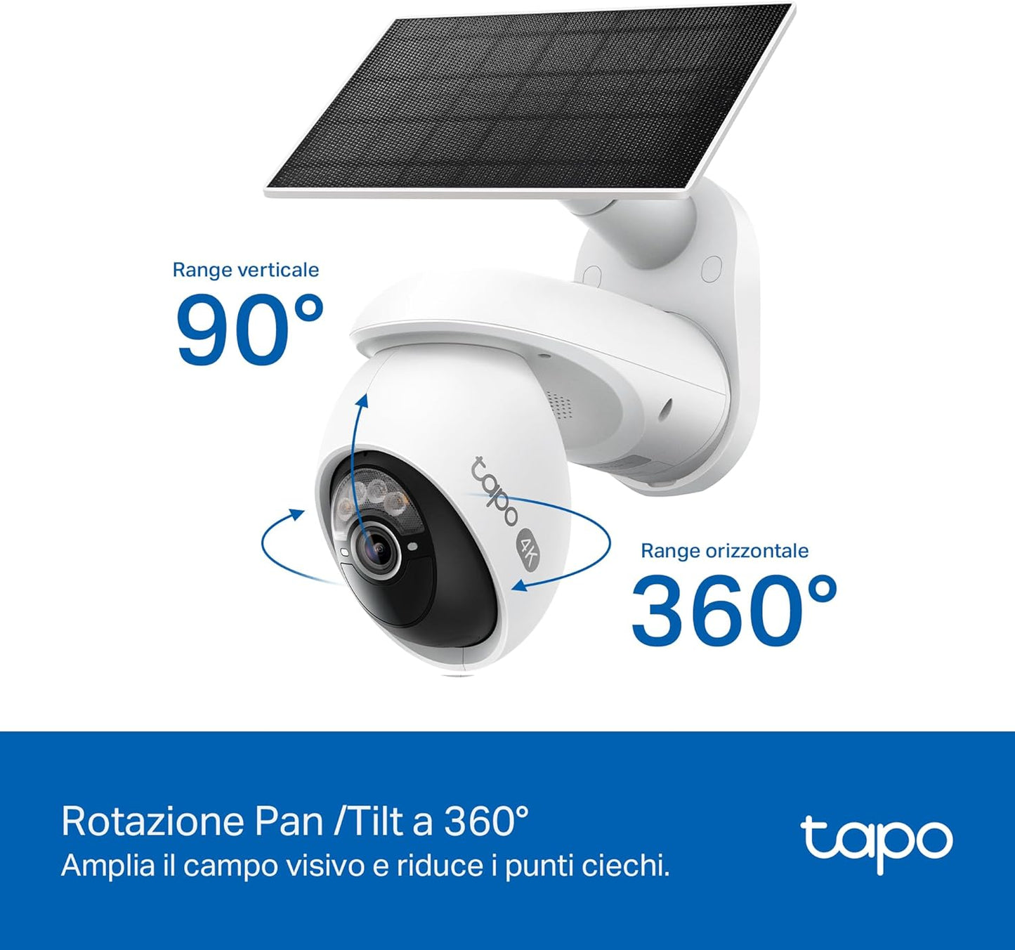 Tapo C660 KIT Telecamera Wi-Fi Esterno 4K 8MP a Batteria, 360° PTZ, Visione Notturna a Colori Starlight, Batteria 10000mAh