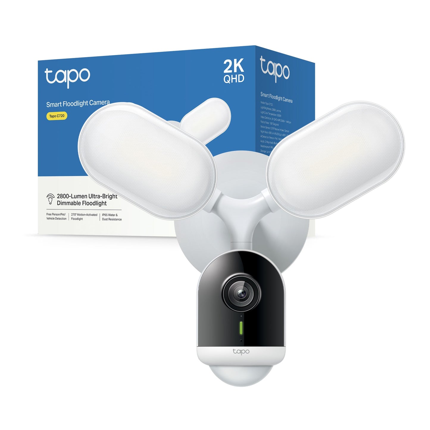 Tapo C720 Telecamera Wi-Fi Esterno 2K 4MP Smart AI Floodlight, Visione Notturna e Proiettori 2800-Lumen