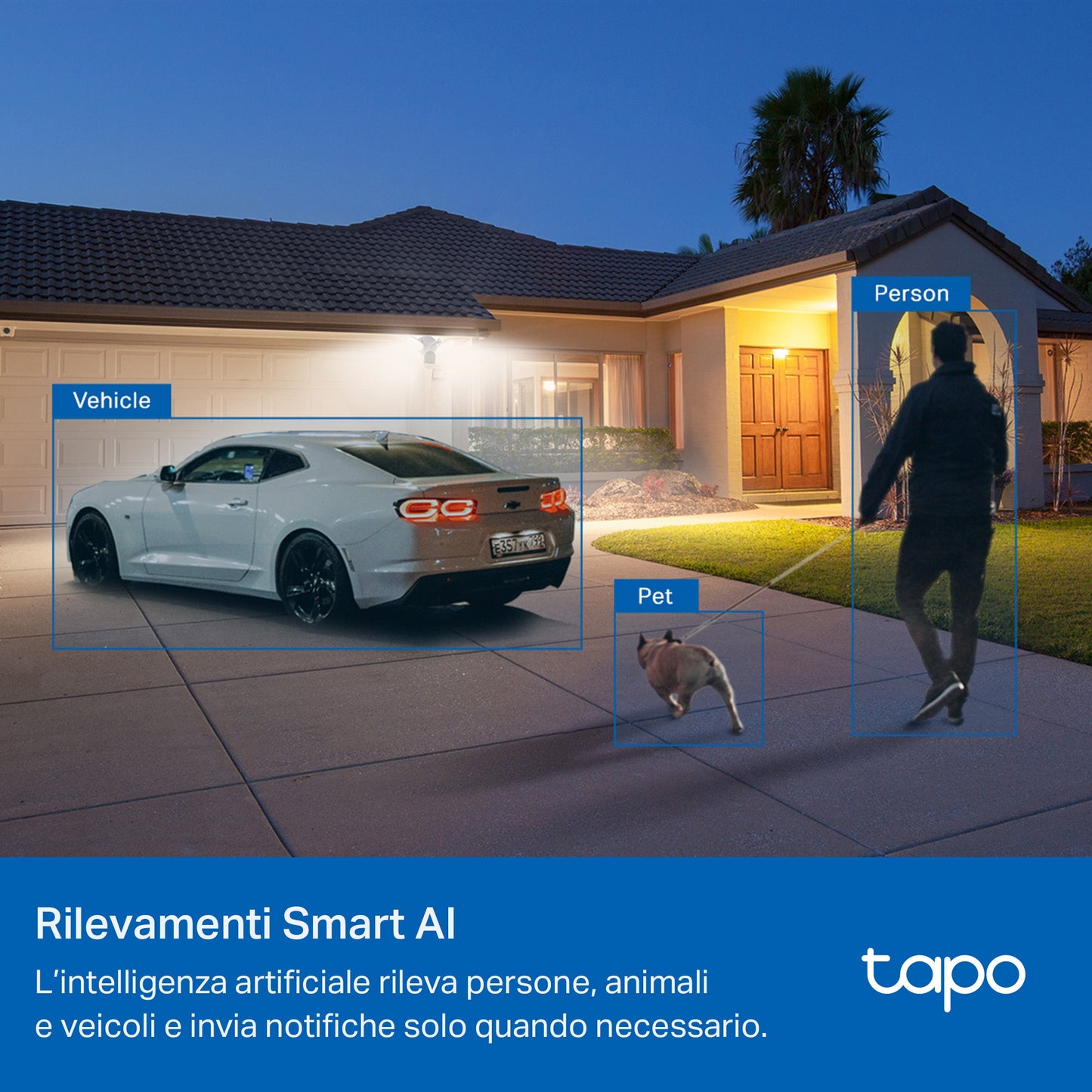 Tapo C720 Telecamera Wi-Fi Esterno 2K 4MP Smart AI Floodlight, Visione Notturna e Proiettori 2800-Lumen