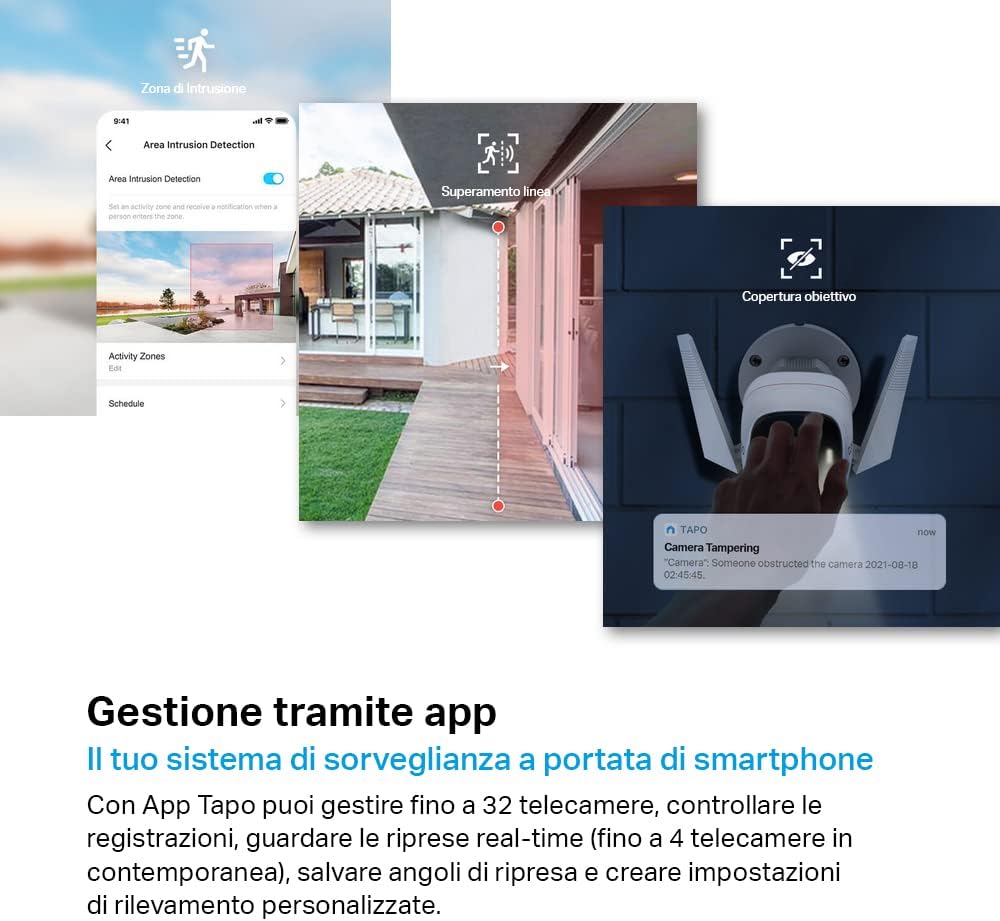 Tapo C320WS Telecamera Wi-Fi Esterno 2K 4MP, Visione Notturna a Colori, Wi-Fi/Ethernet, ⚠️Non a batteria