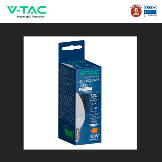 V-Tac VT-1818 Lampadina LED E14 3,7W Candela C37 SMD Chip CREE - SKU 2142166 / 2141666 / 2141226
