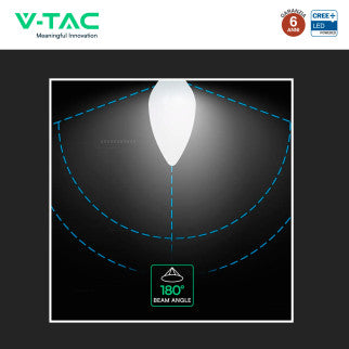 V-Tac VT-1818 Lampadina LED E14 3,7W Candela C37 SMD Chip CREE - SKU 2142166 / 2141666 / 2141226