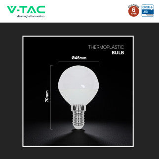 V-Tac VT-1819 Lampadina LED E14 3,7W MiniGlobo P45 SMD Chip CREE - SKU 2141236 / 2141746 / 2141246