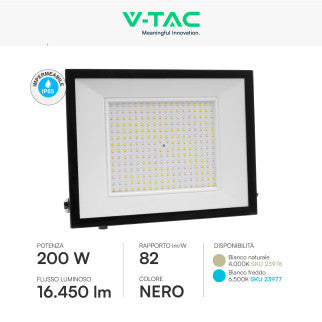 V-Tac VT-44208 Faro LED 200W Faretto SMD IP65 Colore Nero - SKU 23976 / 23977