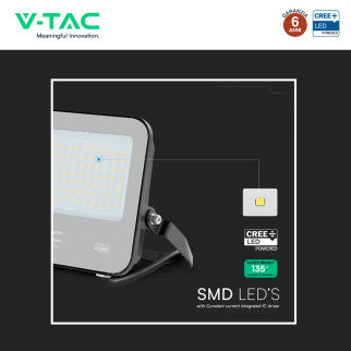V-Tac VT-4455 Faro LED 50W Faretto SMD Chip CREE IP65 Colore Nero - SKU 231996 / 232166 / 232176