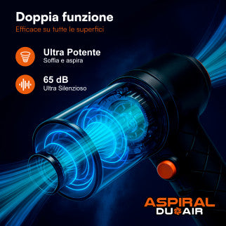 Aspiral DuoAir Aspirapolvere Aspirabriciole Senza Fili per Auto Casa e Ufficio Portatile 2in1 Ricarica Rapida USB