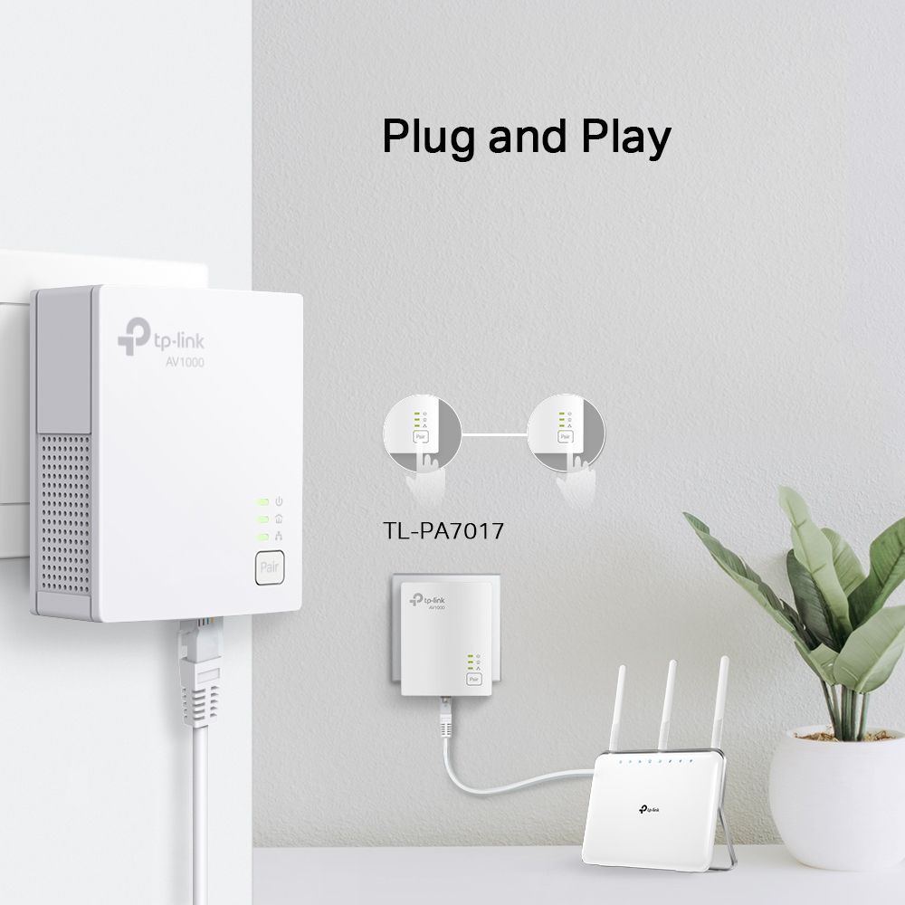 TP-Link TL-PA7017 KIT adattatore di rete PowerLine 1000 Mbit/s Collegamento ethernet LAN Bianco 2 pz [TL-PA7017KIT]