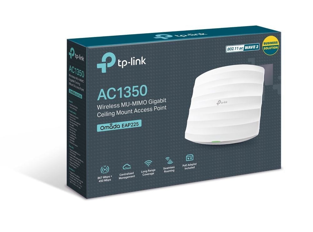 TP-Link Omada EAP225 punto accesso WLAN 1350 Mbit/s Bianco Supporto Power over Ethernet (PoE) [EAP225]