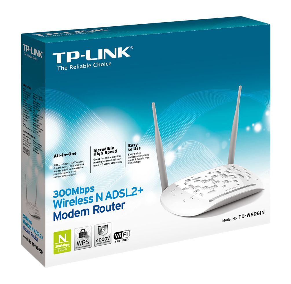 TP-Link TD-W8961N router wireless Fast Ethernet Banda singola (2.4 GHz) Grigio, Bianco [TD-W8961N(EU)]