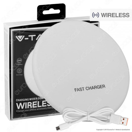V-TAC VT-1210 CARICATORE WIRELESS COMPATIBILE CON RICARICA QI OUTPUT 10W COLORE BIANCO - SKU 7709 - Consegna in 1-5 giorni lavorativi