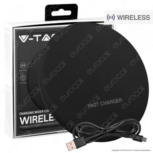 V-TAC VT-1210 CARICATORE WIRELESS COMPATIBILE CON RICARICA QI OUTPUT 10W COLORE NERO - SKU 7708 - Consegna in 1-5 giorni lavorativi