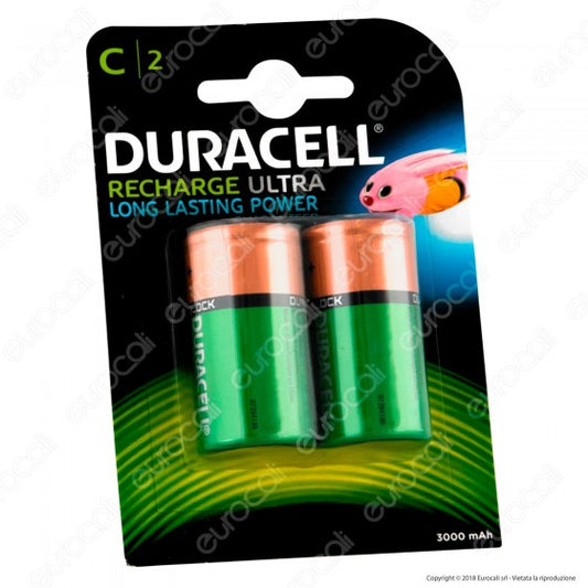 DURACELL ULTRA MEZZATORCIA C 3000MAH PILE RICARICABILI - BLISTER 2 BATTERIE - Consegna in 1-5 giorni lavorativi