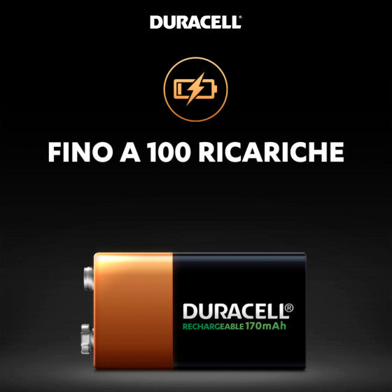 DURACELL RECHARGEABLE 6HR61 E-BLOCK TRANSISTOR DC1604 9V PILA RICARICABILE 170MAH - BLISTER DA 1 BATTERIA - Consegna in 1-5 giorni lavorativi