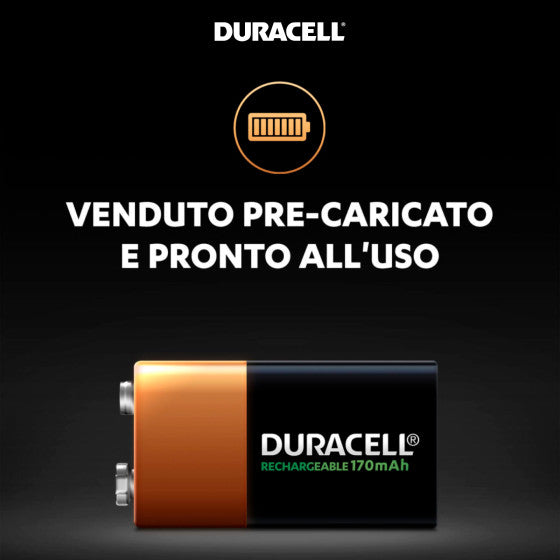 DURACELL RECHARGEABLE 6HR61 E-BLOCK TRANSISTOR DC1604 9V PILA RICARICABILE 170MAH - BLISTER DA 1 BATTERIA - Consegna in 1-5 giorni lavorativi