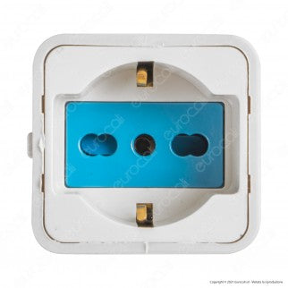 Ecova Adattatore con 1 Spina CEE industriale 2P+T e 1 Presa SCHUKO + 10/16A 2P+T 250V - mod. 20553