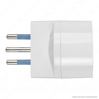 Ecova Adattatore Singolo Spina 10A 2P+T con Presa Schuko + 10A 2P+T Colore Bianco- mod. 33031