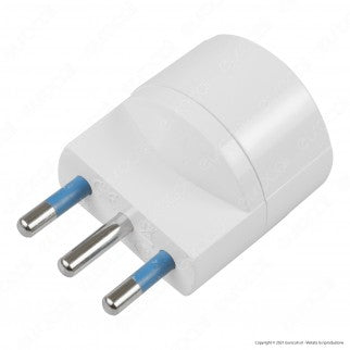 Ecova Adattatore Singolo Spina 16A 2P+T con Presa Schuko + 10A 2P+T Colore Bianco- mod. 33035