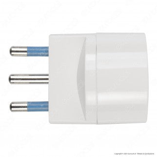 Ecova Adattatore Singolo Spina 16A 2P+T con Presa Schuko + 10A 2P+T Colore Bianco- mod. 33035