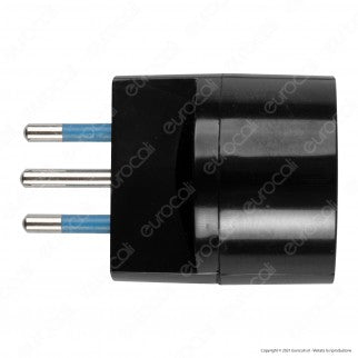 Ecova Adattatore Singolo Spina 10A 2P+T con Presa Schuko + 10A 2P+T Colore Nero - mod. 33032