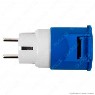 Ecova Adattatore Singolo Salvaspazio Schuko Colore Bianco Spina 16A Decentrata - mod. 30115