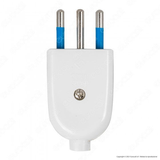 ECOVA SPINA SINGOLA 10A 2P+T CON USCITA CAVO DRITTA COLORE BIANCO - MOD. 33003 - Consegna in 1-5 giorni lavorativi