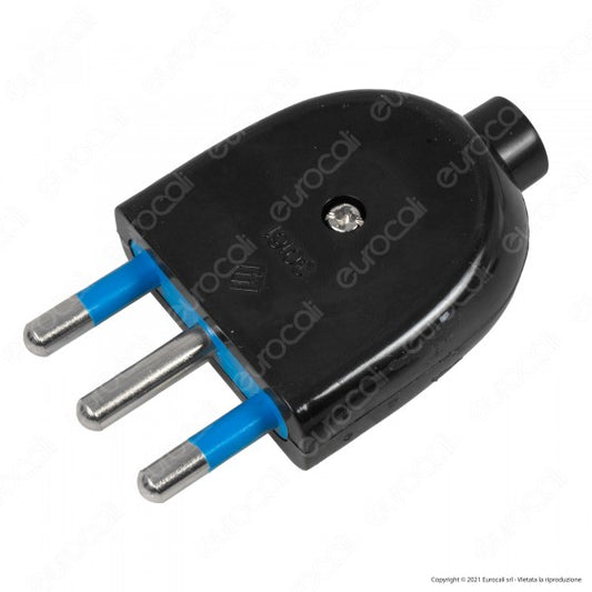 ECOVA SPINA SINGOLA 16A 2P+T CON USCITA CAVO DRITTA COLORE NERO - MOD. 33008 - Consegna in 1-5 giorni lavorativi