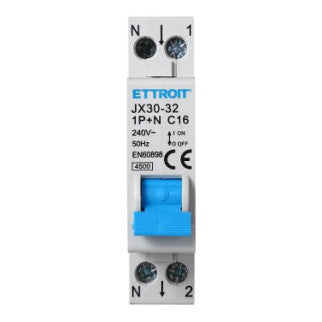 ETTROIT Interruttore Magnetotermico 1P+N 16A 220V 4.5KA - Mod. JX151640