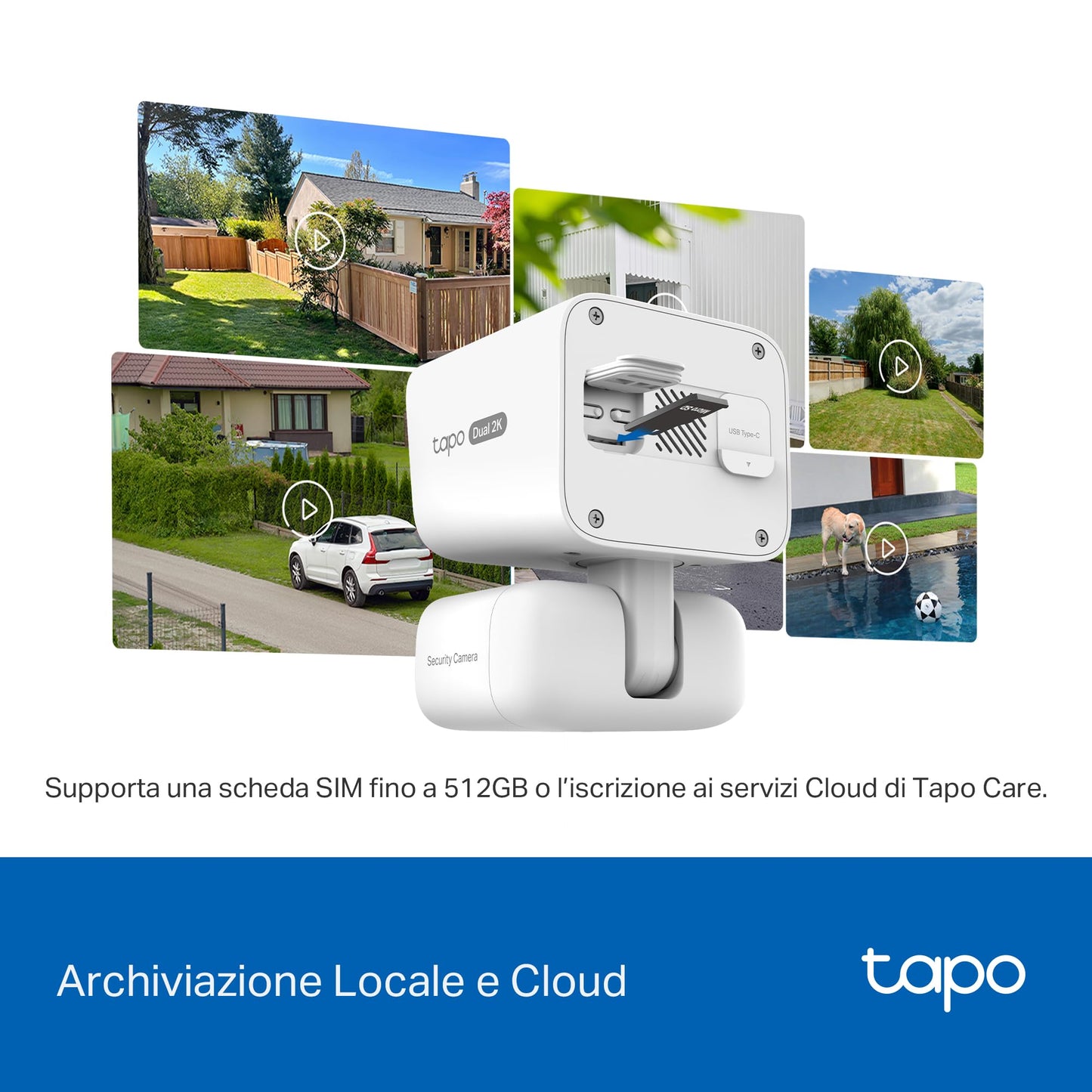 Tapo C645D KIT Telecamera Wi-Fi Esterno a Batteria con Doppio Obiettivo 2K 3MP, Pan/Tilt 360°, Pannello Solare, Visione Notturna a Colori, Rilevamento AI senza Abbonamento