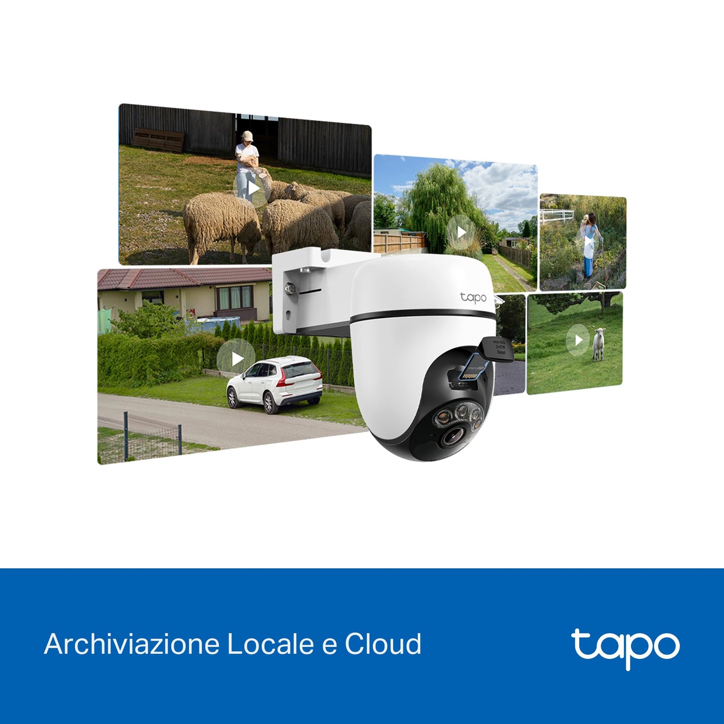 Tapo C630 KIT Telecamera Wi-Fi Esterno 3K 5MP Senza Fili con Pannello Solare, 360° PTZ, Batteria 6700mAh