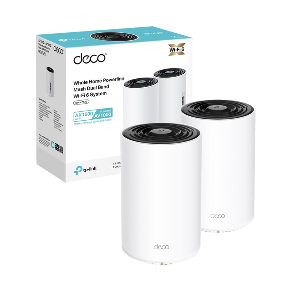 Deco PX10 Sistema Mesh Wi-Fi 6 AX1500 + Powerline AV1000, 3 Porte Gigabit, 2pz
