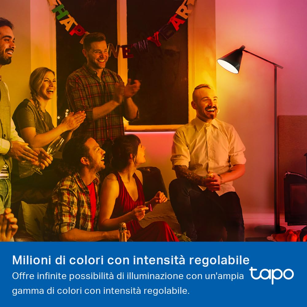 Tapo L430P Lampadina Smart Wi-Fi E14, Multicolore, Dimmerabile, Controllo Alexa e Google