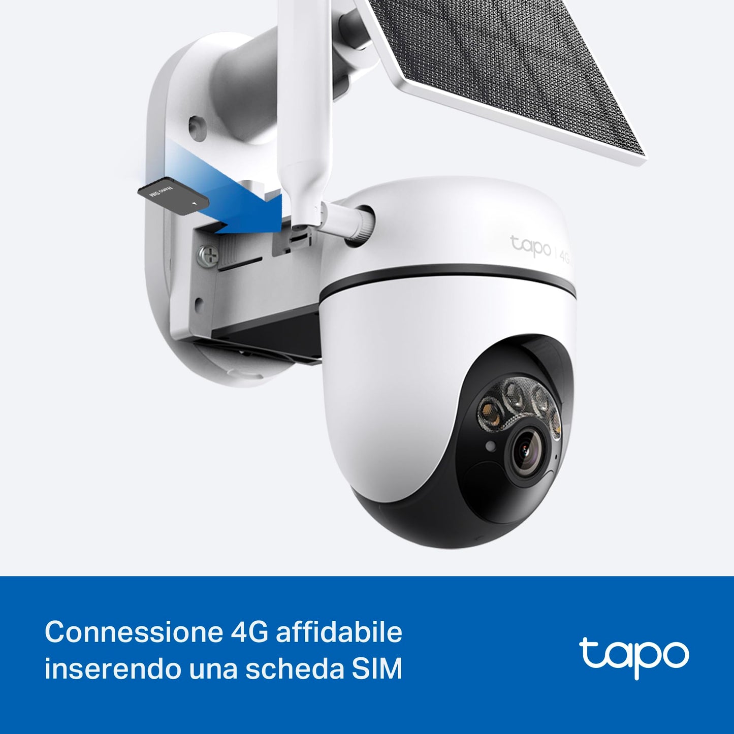 Tapo C615G KIT Telecamera 4G LTE da Esterno 2K 3MP Senza Fili con Pannello Solare, Tracking AI 360°, Batteria 6700mAh