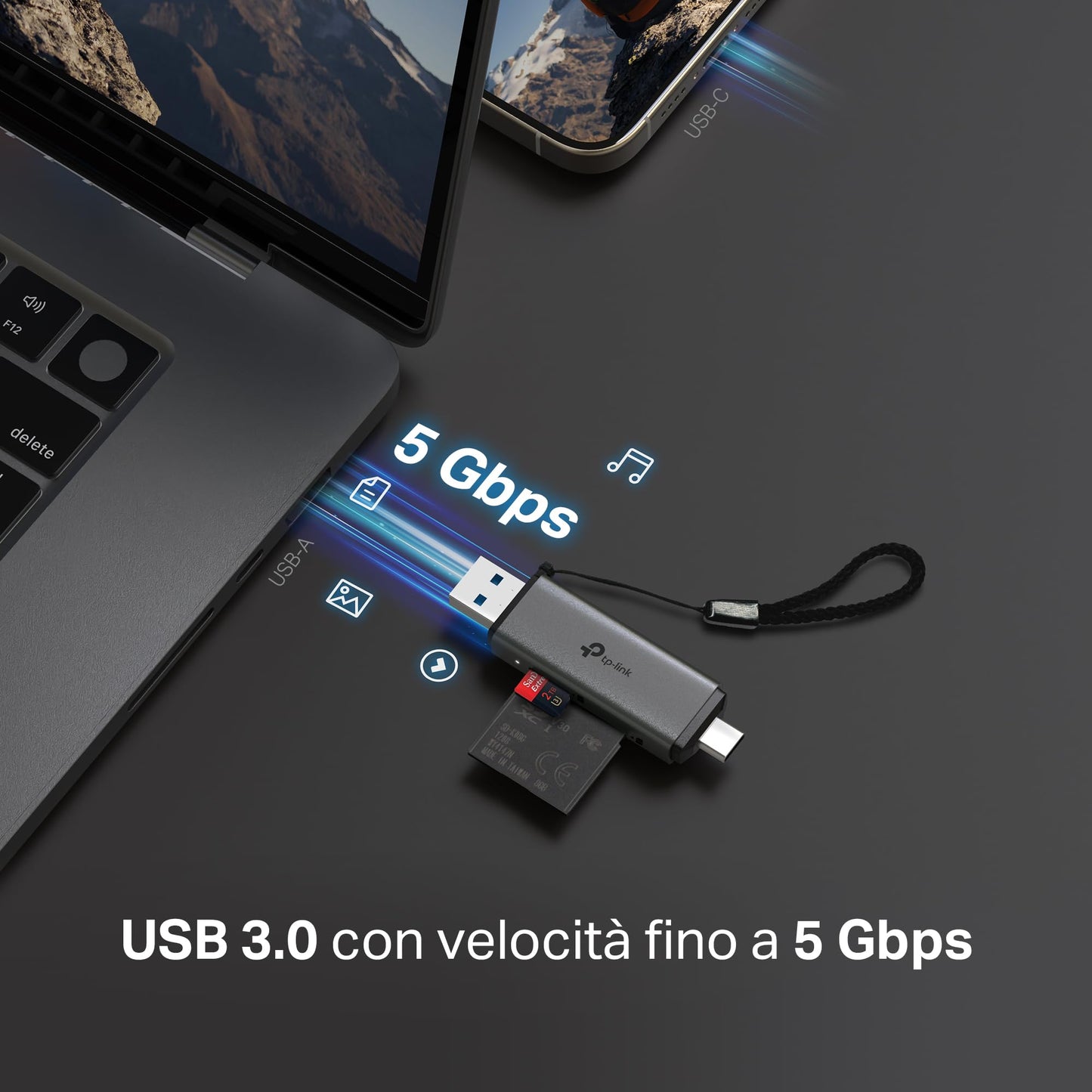 UA430D Lettore di Schede SD & MicroSD, USB 3.0 Type-C & A
