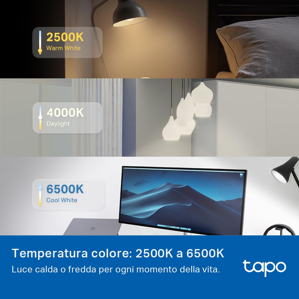 Tapo L430P Lampadina Smart Wi-Fi E14, Multicolore, Dimmerabile, Controllo Alexa e Google