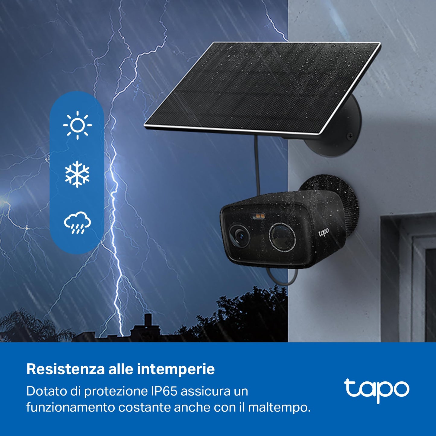 Tapo C401 KIT Telecamera Wi-Fi Esterno a Batteria 1080P 2MP con Panello Solare, Rilevamento Persone AI, Visione Notturna a Colori, IP65