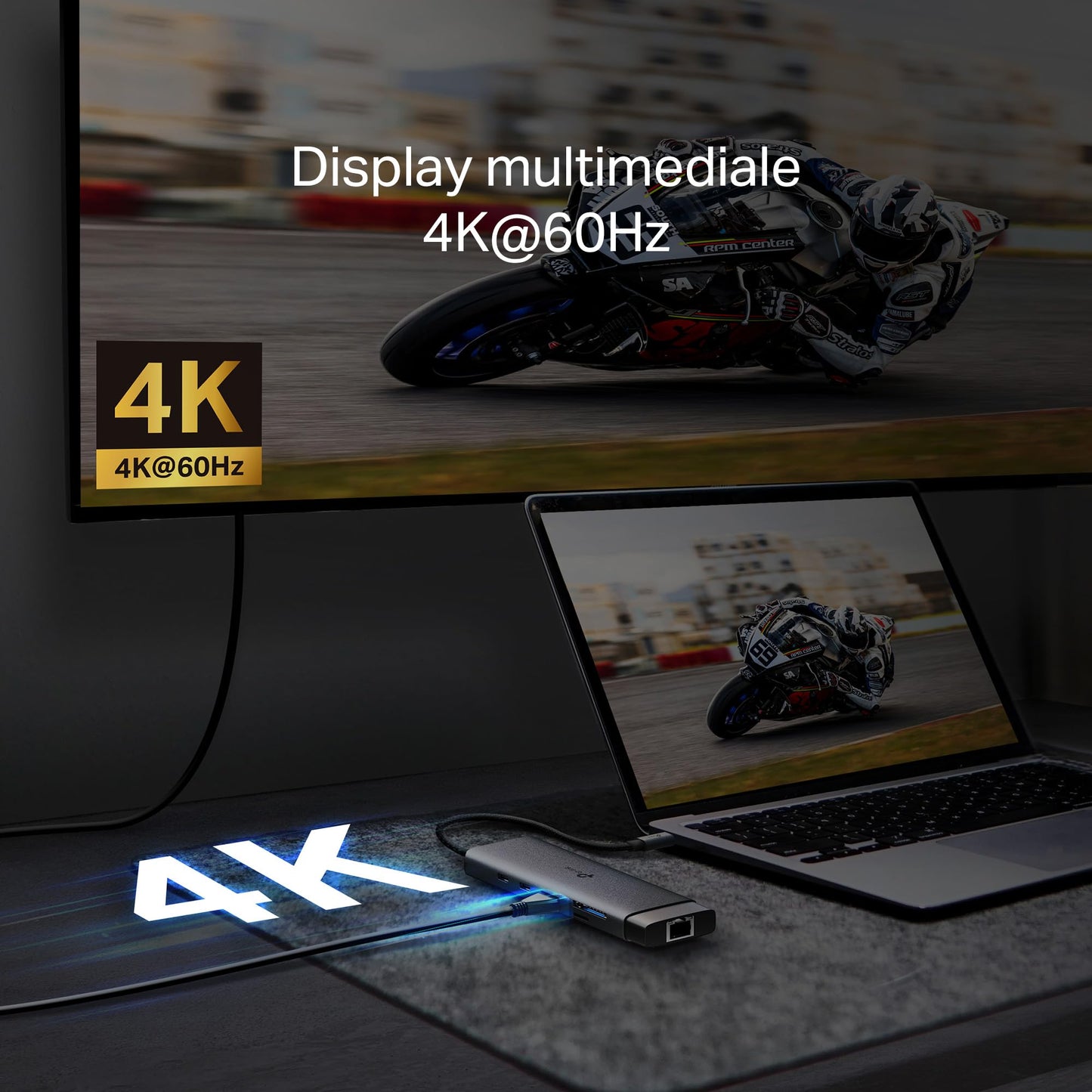 UH9120C Hub USB C 9 in 1, HDMI 4K@60Hz, Gigabit Ethernet, SD & microSD UHS-I
