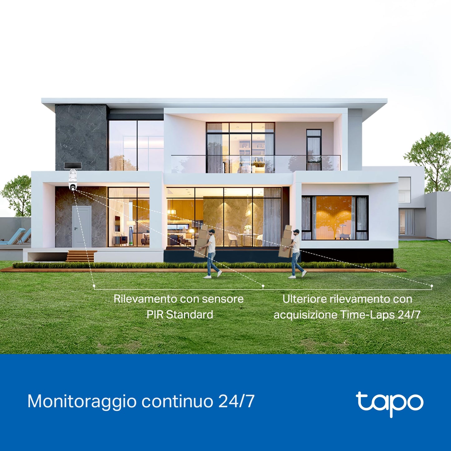 Tapo C630 KIT Telecamera Wi-Fi Esterno 3K 5MP Senza Fili con Pannello Solare, 360° PTZ, Batteria 6700mAh
