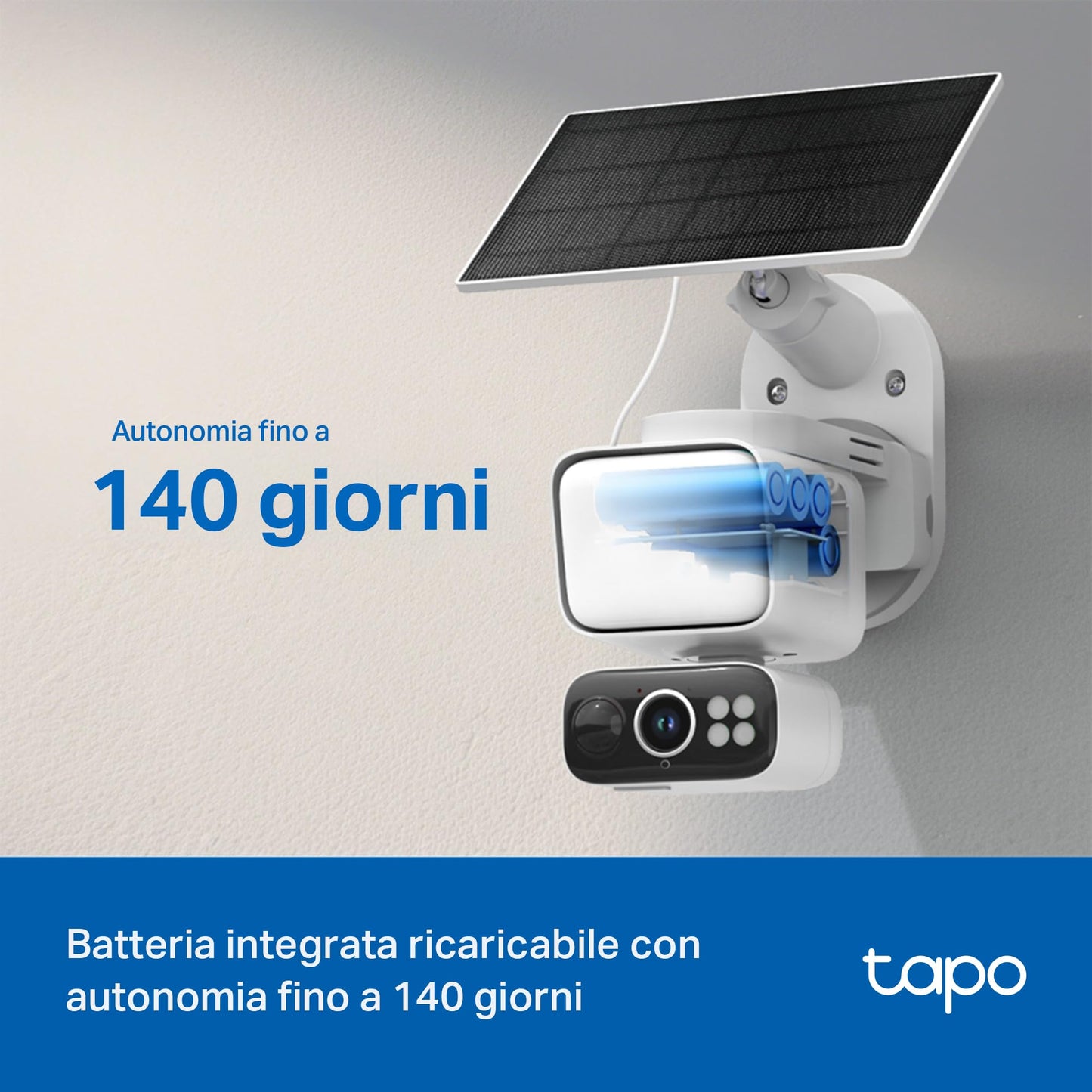 Tapo C615F KIT Telecamera WiFi Esterno 2K 3MP Senza Fili con Pannello Solare, Tracking AI 360°, Batteria 10400mAh