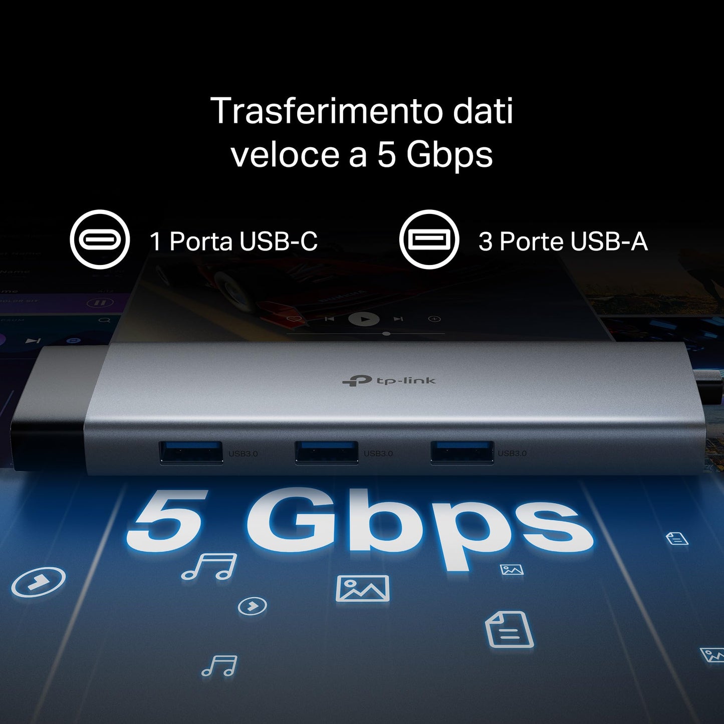UH9120C Hub USB C 9 in 1, HDMI 4K@60Hz, Gigabit Ethernet, SD & microSD UHS-I