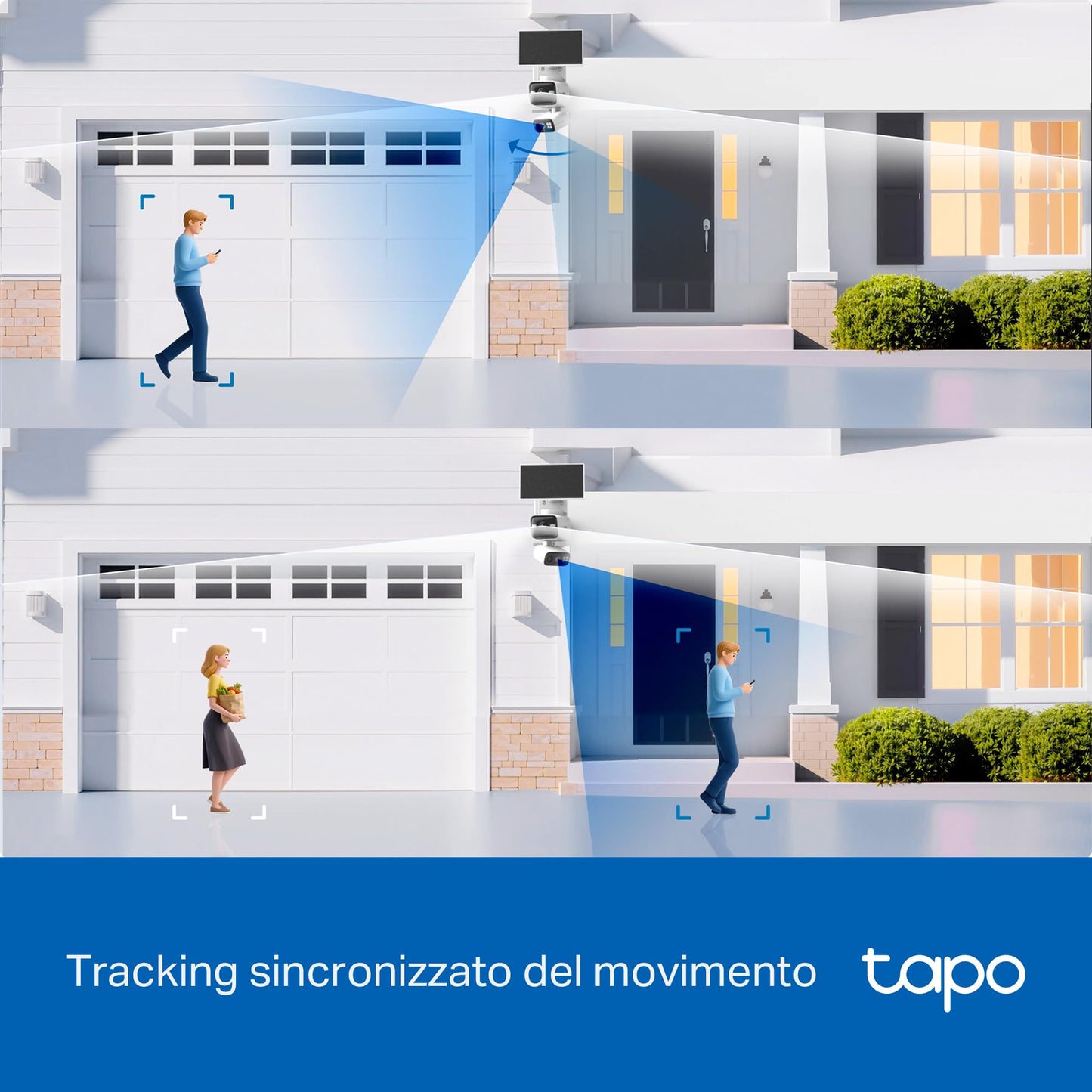 Tapo C645D KIT Telecamera Wi-Fi Esterno a Batteria con Doppio Obiettivo 2K 3MP, Pan/Tilt 360°, Pannello Solare, Visione Notturna a Colori, Rilevamento AI senza Abbonamento