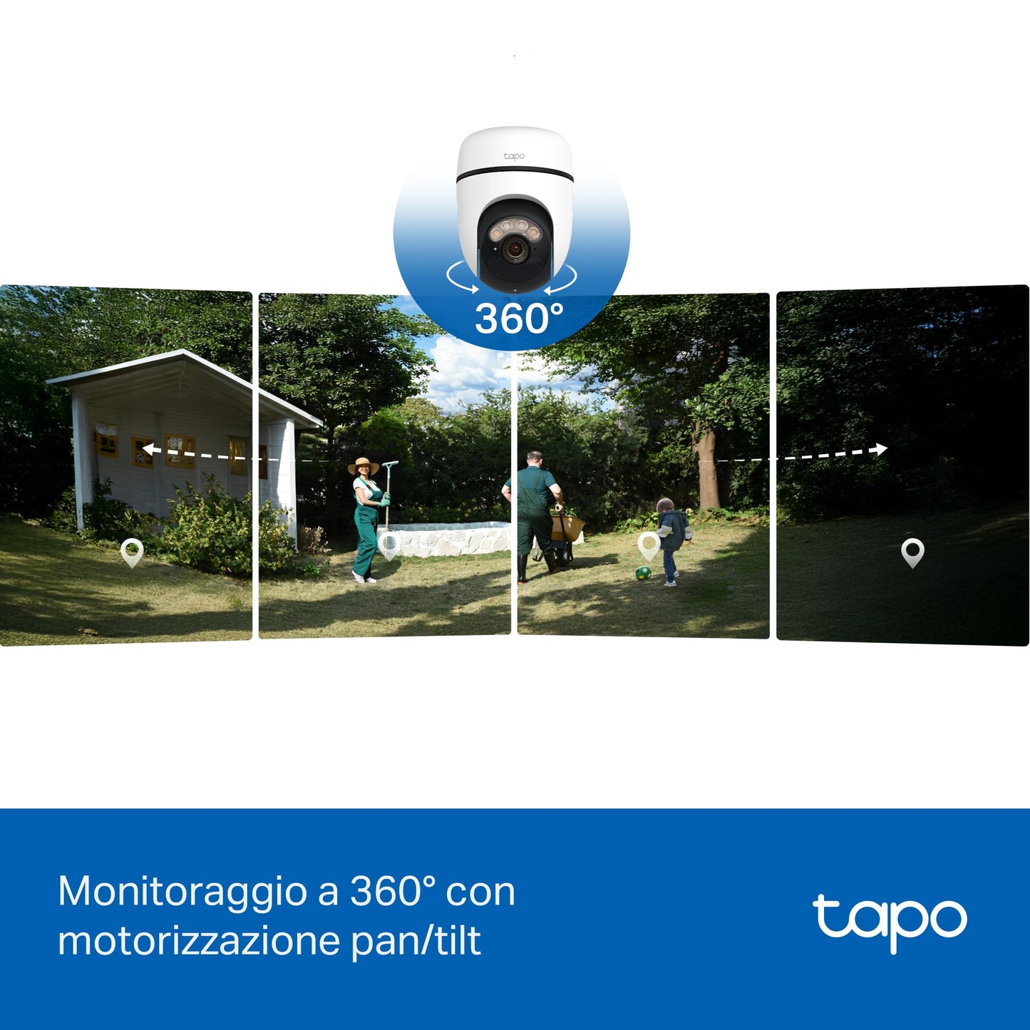 Tapo C630 KIT Telecamera Wi-Fi Esterno 3K 5MP Senza Fili con Pannello Solare, 360° PTZ, Batteria 6700mAh