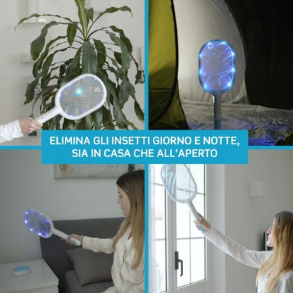 KT 001 AM - Intergross Flash Away Racchetta Killer per Zanzare e Insetti Ricaricabile USB Doppia Modalità D'Uso - 2 Racchette -&nbsp;