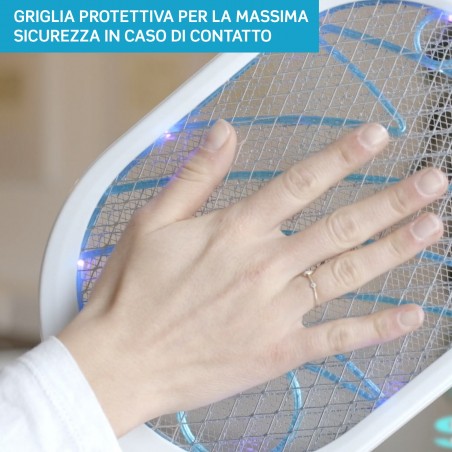 IG 044 - Intergross Flash Away Racchetta Killer per Zanzare e Insetti con Batteria Ricaricabile e Base di Supporto