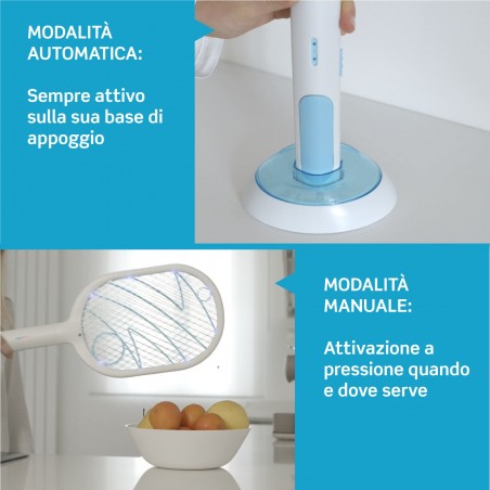 IG 044 - Intergross Flash Away Racchetta Killer per Zanzare e Insetti con Batteria Ricaricabile e Base di Supporto