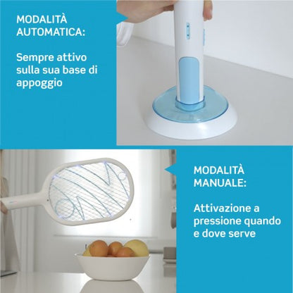 KT 001 AM - Intergross Flash Away Racchetta Killer per Zanzare e Insetti Ricaricabile USB Doppia Modalità D'Uso - 2 Racchette -&nbsp;