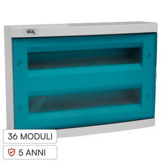 Kanlux Ideal Centralino da Parete 2x18P 63A Compatibile con Sistemi Fotovoltaici IK10 Colore Bianco Azzurro - mod. 23615