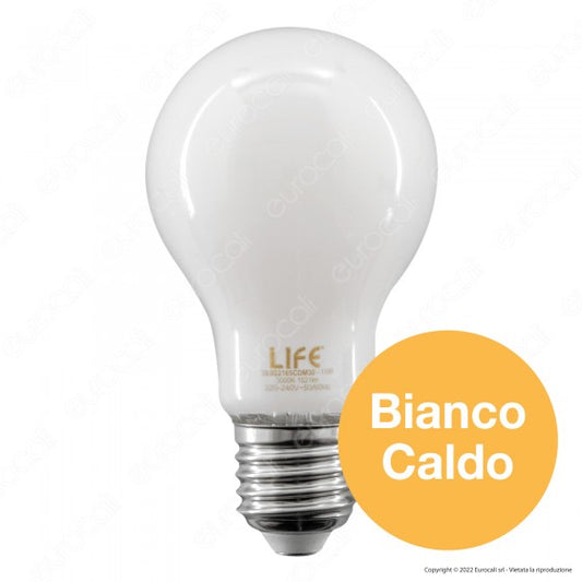 LIFE LAMPADINA LED E27 11W BULB A60 GOCCIA FILAMENT DIMMERABILE IN VETRO MILKY - MOD. 39.922165CDM30 - Consegna in 1-5 giorni lavorativi