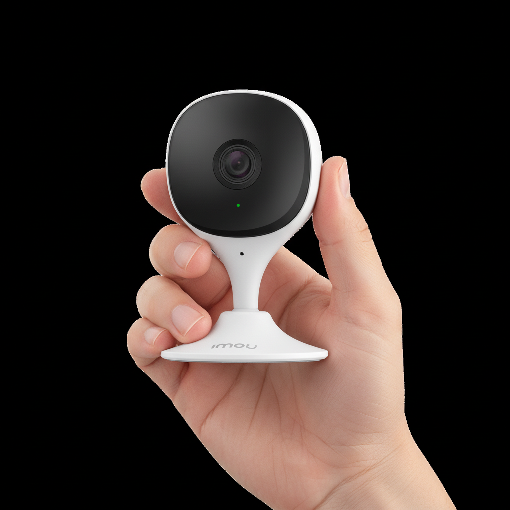 Mano con IMOU Cue 2 sfondo trasparente