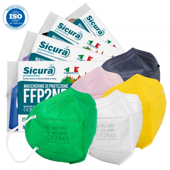 Sicura Protection Mascherina Filtrante Monouso in TNT Vari Colori Certificata FFP2 a Scelta